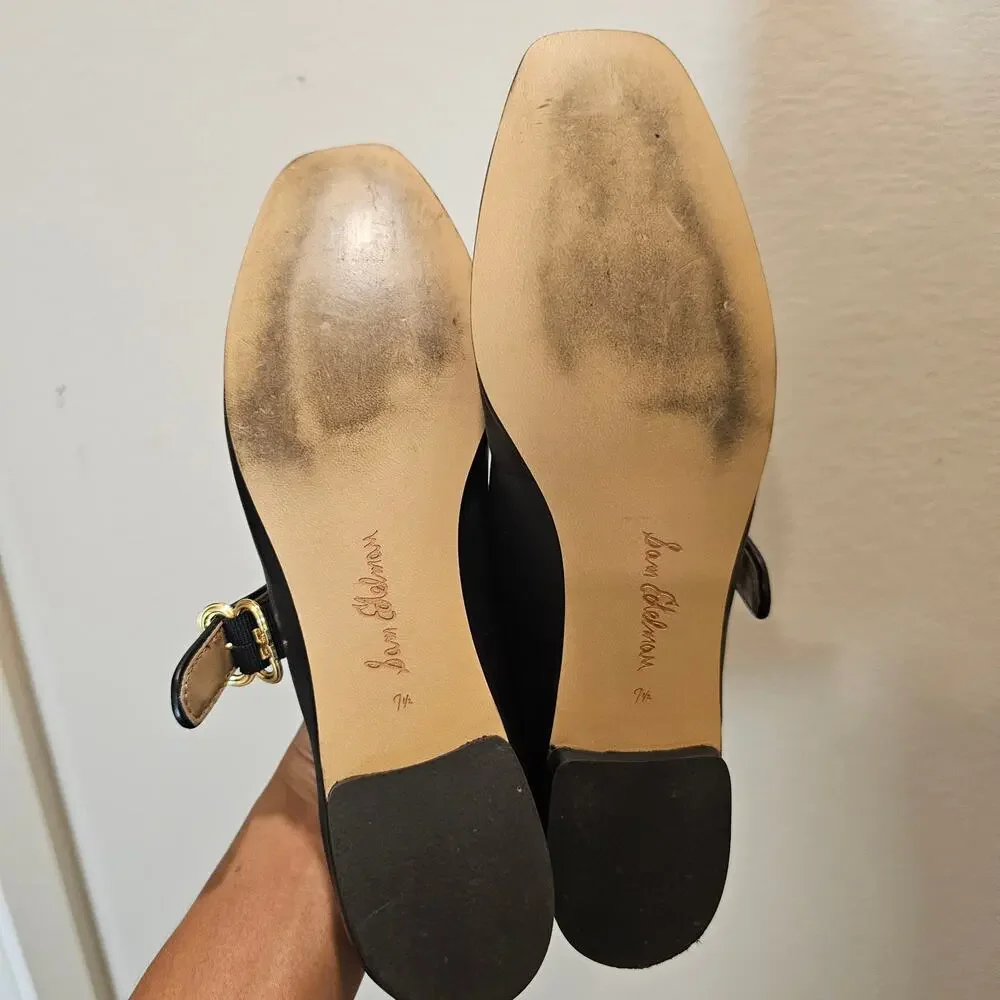 Sam Edelman Women's Michaela Black Leather Mary Jane Flats Size 7.5 - Picture 6 of 8